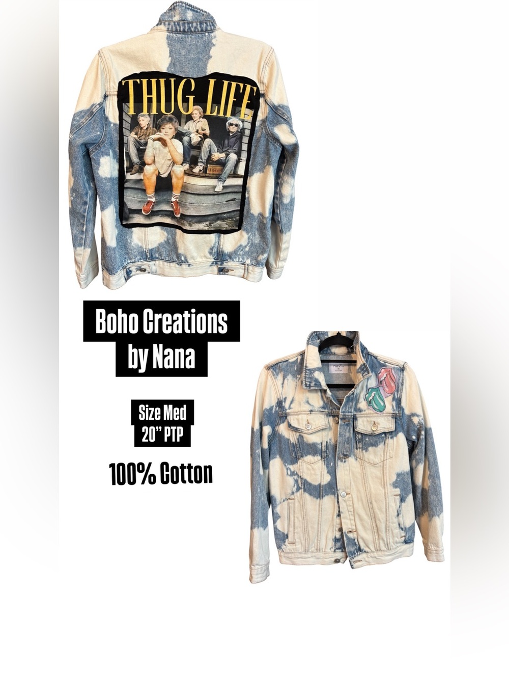 Bleached Denim Jacket with Golden Girls Upcycle